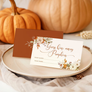 Carte D'accompagnement Boho automne devinez combien de citrouilles