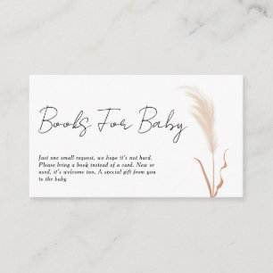 Carte D'accompagnement Boho Baby Shower Livre Demande Herbe des Pampas