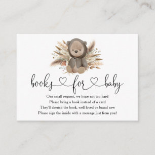 Carte D'accompagnement Boho Bear Baby shower Livres Pour Bébé