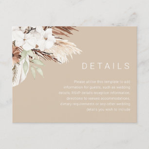 Carte D'accompagnement Boho Beige Beige moderne Détails du Mariage