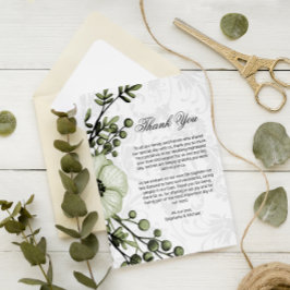 Carte D'accompagnement Boho Berry Wreath Merci Mariage vert