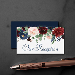 Carte D'accompagnement Boho Blooms Russe Navy et Bourgogne Garland