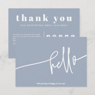 Carte D'accompagnement Boho Blue Hello Merci Order Small Business