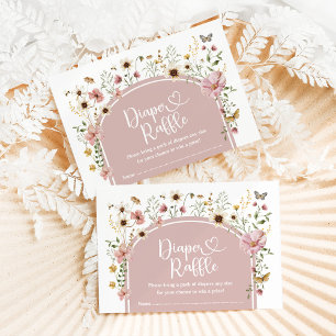 Carte D'accompagnement Boho Blush Fleur sauvage Diaper Raffle Baby Girl