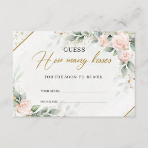 Carte D'accompagnement Boho Blush floral eucalyptus or Combien de baisers
