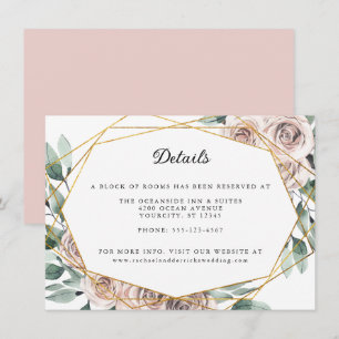 Carte D'accompagnement Boho Blush Rose Floral Geometry Détails du Mariage