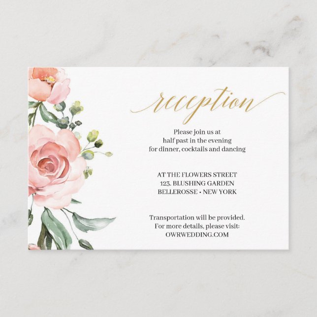 Carte D'accompagnement Boho Blush rose Floral Rose Gold Géométrique (Devant)