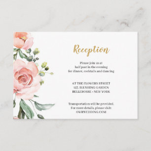 Carte D'accompagnement Boho Blush rose Floral Rose or géométrique Enclos
