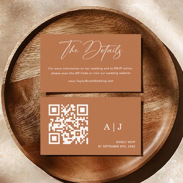 Carte D'accompagnement Boho Burnt Orange Site Mariage Qr Code (Créateur téléchargé)