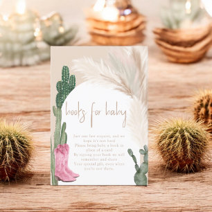 Carte D'accompagnement Boho cactus pampas bottes bébé apporter un livre