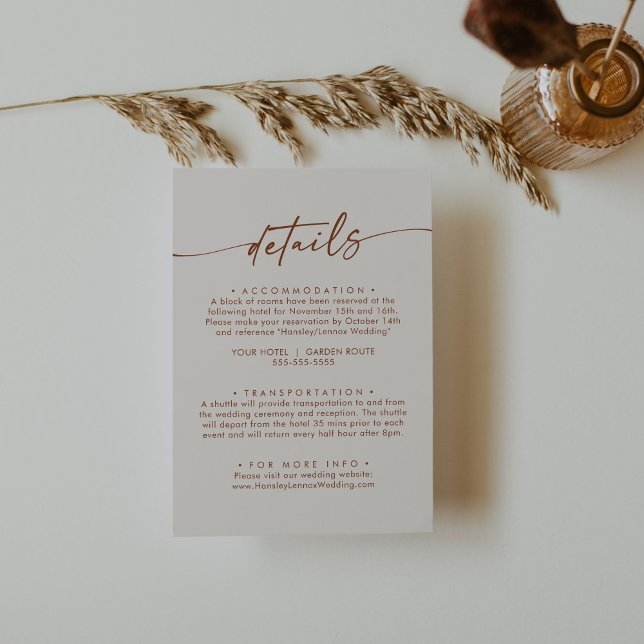 Carte D'accompagnement Boho Chic Bohemian Cream Détails du Mariage (Créateur téléchargé)