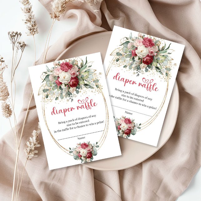 Carte D'accompagnement Boho Chic Burgundy Blush Diaper Raffle Card (Boho Chic Burgundy Blush Diaper Raffle Card)
