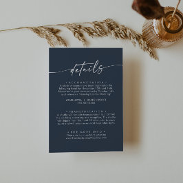 Carte D'accompagnement Boho Chic Dark Navy Blue Détails du Mariage
