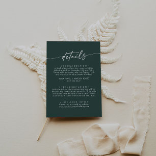 Carte D'accompagnement Boho Chic Emerald Green Détails du Mariage