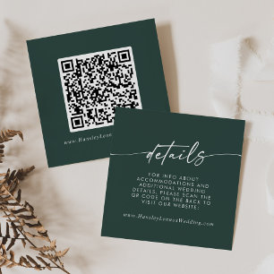 Carte D'accompagnement Boho Chic Emerald Green Mariage QR Code Détails