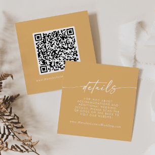 Carte D'accompagnement Boho Chic Jaune Marigold Mariage QR Code Détails