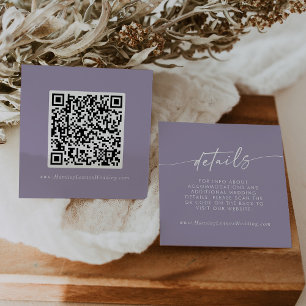 Carte D'accompagnement Boho Chic Lavender Purple Mariage QR Détails du co