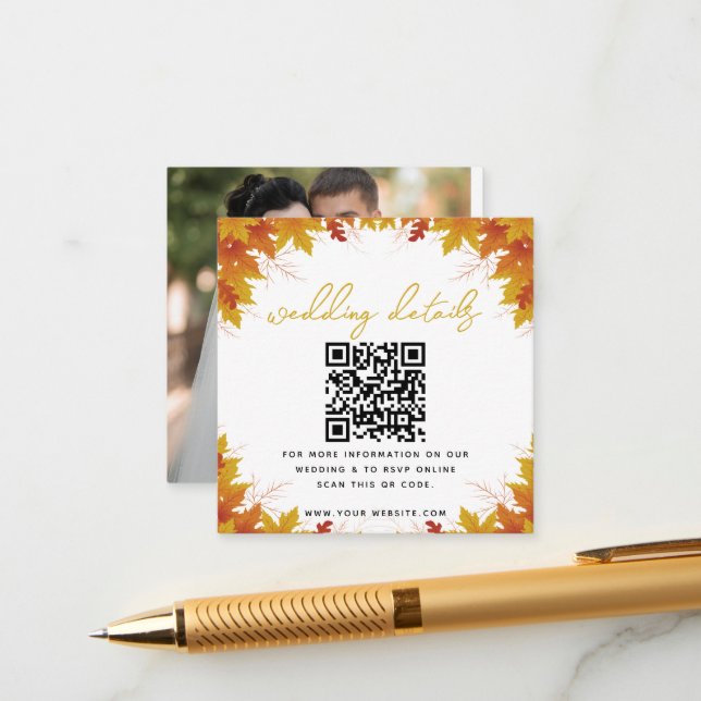 Carte D'accompagnement Boho Chic Mariage de automne (Devant/Arrière en situation)