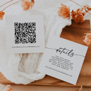 Carte D'accompagnement Boho Chic noir et blanc Mariage QR Détails du code