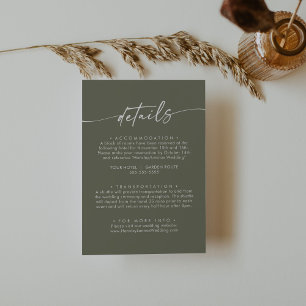 Carte D'accompagnement Boho Chic Olive Green Détails du Mariage