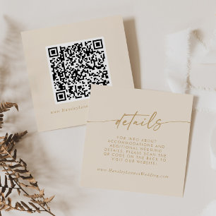 Carte D'accompagnement Boho Chic Vintage Gold Mariage QR Détails du code 