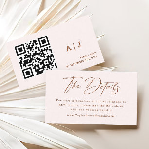 Carte D'accompagnement Boho Cream et Terracotta Mariage Website qr code