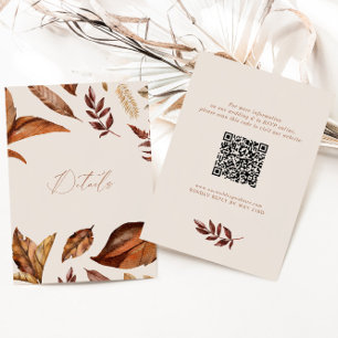 Carte D'accompagnement Boho Cream & Terracotta Feuille code QR Mariage