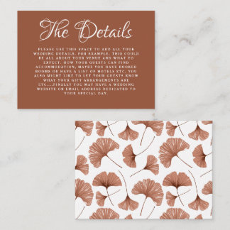 Carte D'accompagnement Boho Détails Terracotta Ginkgo Mariage Botanique