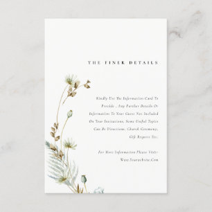 Carte D'accompagnement Boho Dry Palm Pampas Grass Floral Mariage Détails