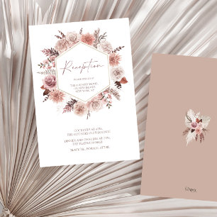 Carte D'accompagnement Boho Dusty Rose Floral Wreath Réception de mariage