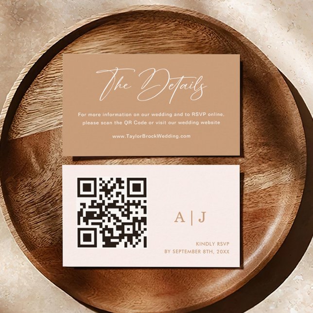 Carte D'accompagnement Boho Earth Tone Details Code Qr Mariage (Créateur téléchargé)