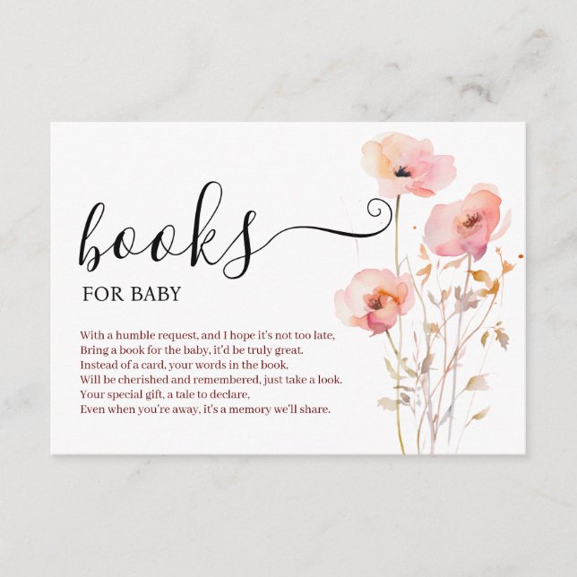CARTE D'ACCOMPAGNEMENT BOHO ELEGANT ROSE BLUSH FLEURS LIVRES POUR BÉBÉ (Devant)