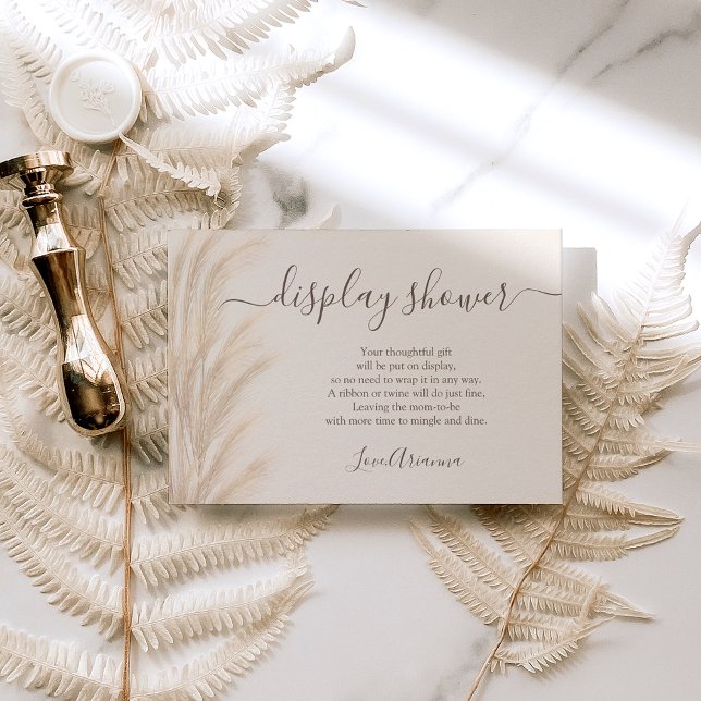 Carte D'accompagnement Boho été pampas herbe aquarelle douche (Créateur téléchargé)