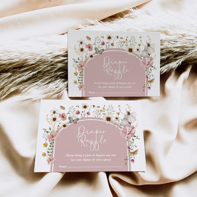 Carte D'accompagnement Boho Fairy Blush Fleur sauvage Diaper Raffle (Créateur téléchargé)