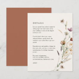 Carte D'accompagnement Boho Fall Fleur sauvage Détails du Mariage
