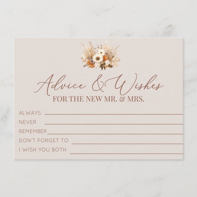 Carte D'accompagnement Boho Fall Flowers Conseils et souhaits (Devant)