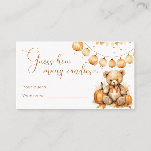 Carte D'accompagnement Boho fall ours baby shower devinez combien de bonb (Devant)