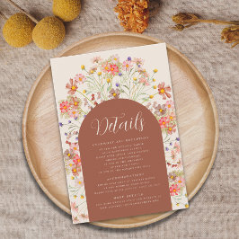Carte D'accompagnement Boho Fall Rustic Floral Arch Détails du Mariage