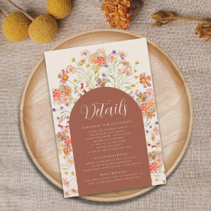 Carte D'accompagnement Boho Fall Rustic Floral Arch Détails du Mariage