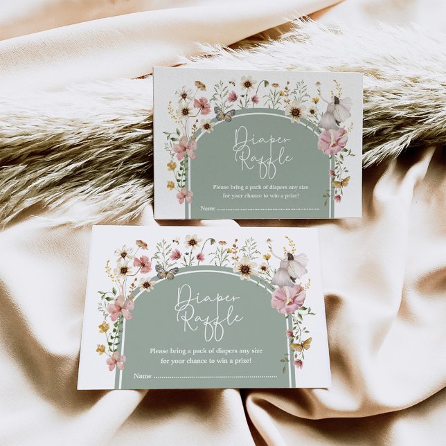 Carte D'accompagnement Boho Fleur sauvage Fairy Sage Green Diaper Raffin (Créateur téléchargé)