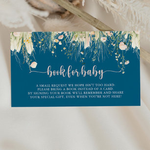 Carte D'accompagnement Boho Fleur sauvage Marine Baby shower Demande de c