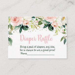 Carte D'accompagnement Boho Floral Baby shower or rose Barreau Raffle