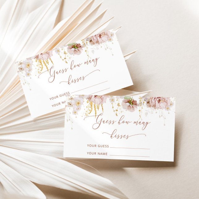 Carte D'accompagnement Boho floral devinez combien de baisers jeu nuptial (Créateur téléchargé)
