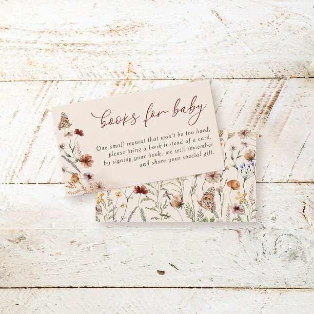 Carte D'accompagnement Boho Floral Fleur sauvage Baby showers Livres Pour (Créateur téléchargé)