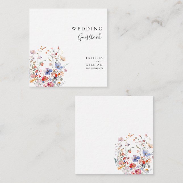 Carte D'accompagnement Boho Floral fleur sauvage mariage (Devant / Derrière)