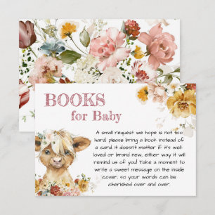 Carte D'accompagnement Boho Floral Highland Vaches Livres Pour Bébé