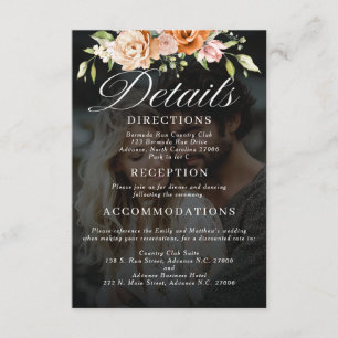 Carte D'accompagnement Boho Floral Orange and Blush Pink Mariage