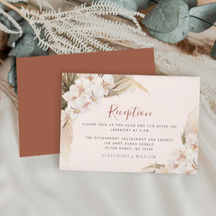 Carte D'accompagnement Boho Floral Pampas Terracotta Réception de mariage