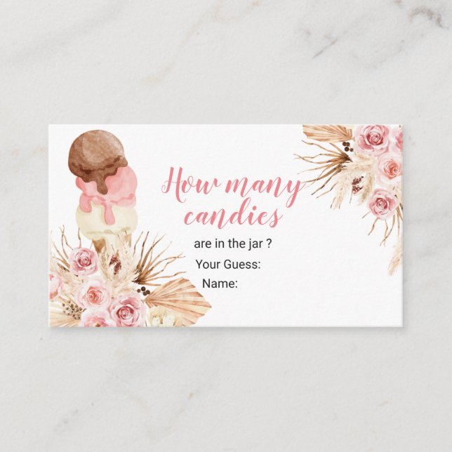Carte D'accompagnement Boho Glace Floral Devinez Combien De Candies (Devant)