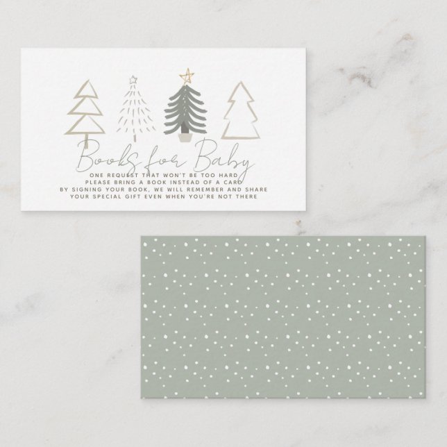 Carte D'accompagnement Boho Green Christmas Trees Baby Book Demande (Devant / Derrière)